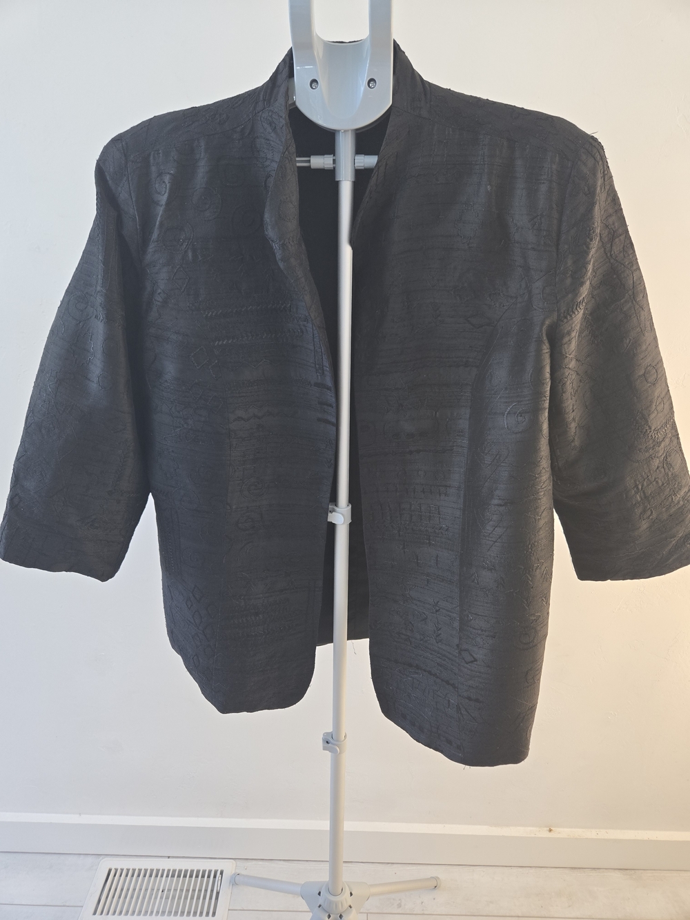 Coldwater Creek Black Textured Open-Front Jacket